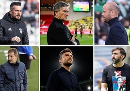 Arriba y por orden, Rubén de la Barrera, Montanier y Miguel Ángel Ramírez. Abajo, Ramis, Albés y Sarabia.