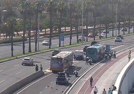 Imagen del accidente en los alrededores del parque Romano, en Las Palmas de Gran Canaria.
