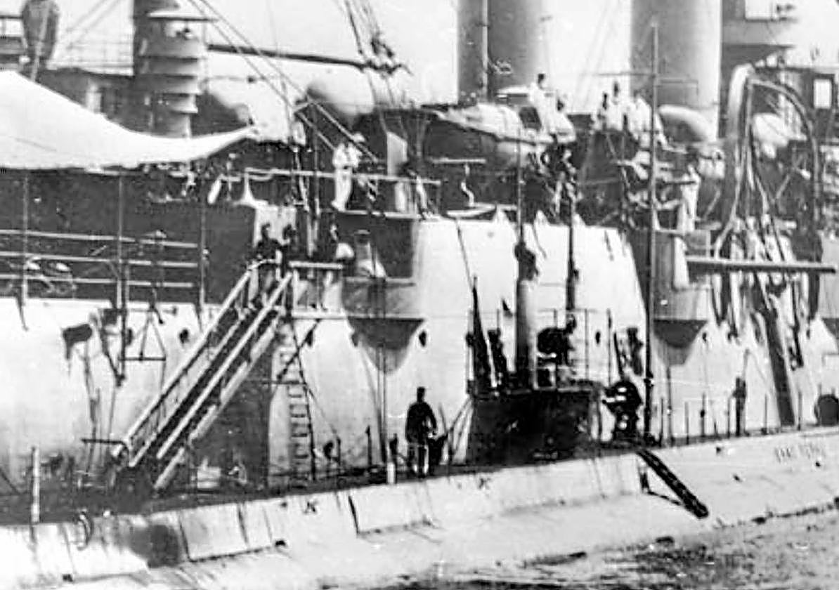 Imagen de la visita del submarino en 1917.