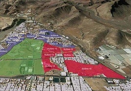 Suelos urbanizables que afecta la modificación, en rojo.