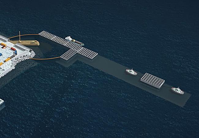 Detalle de la futura construcción de la prolongación del dique comercial del puerto capitalino.