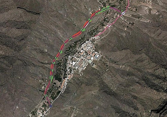 Vista de cómo será el trazado de la variante de la GC-200 o circunvalación al casco de Mogán que ejecutará el Gobierno de Canarias.