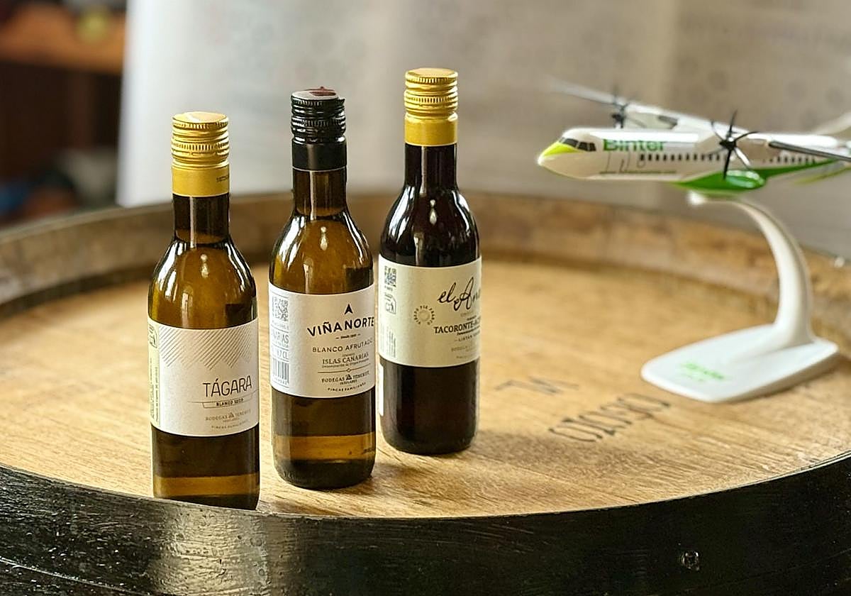 Tres vinos canarios a bordo de Binter