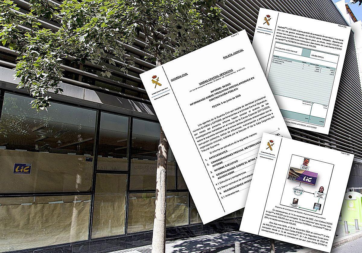 El edificio detinado a sede de la Agencia Tributaria sigue cerrado a cal y canto y se pueden observar pegatinas de la empresa LIC.