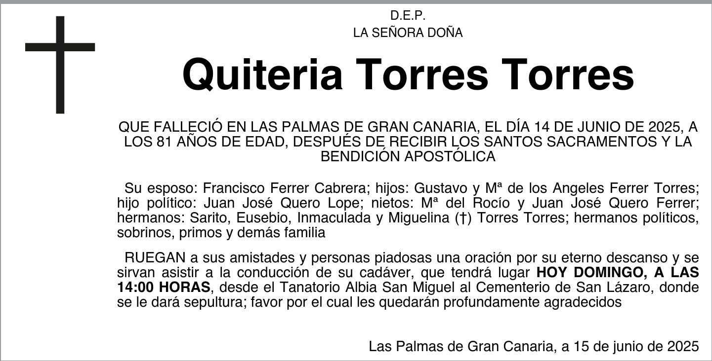 Quiteria Torres Torres | Canarias7