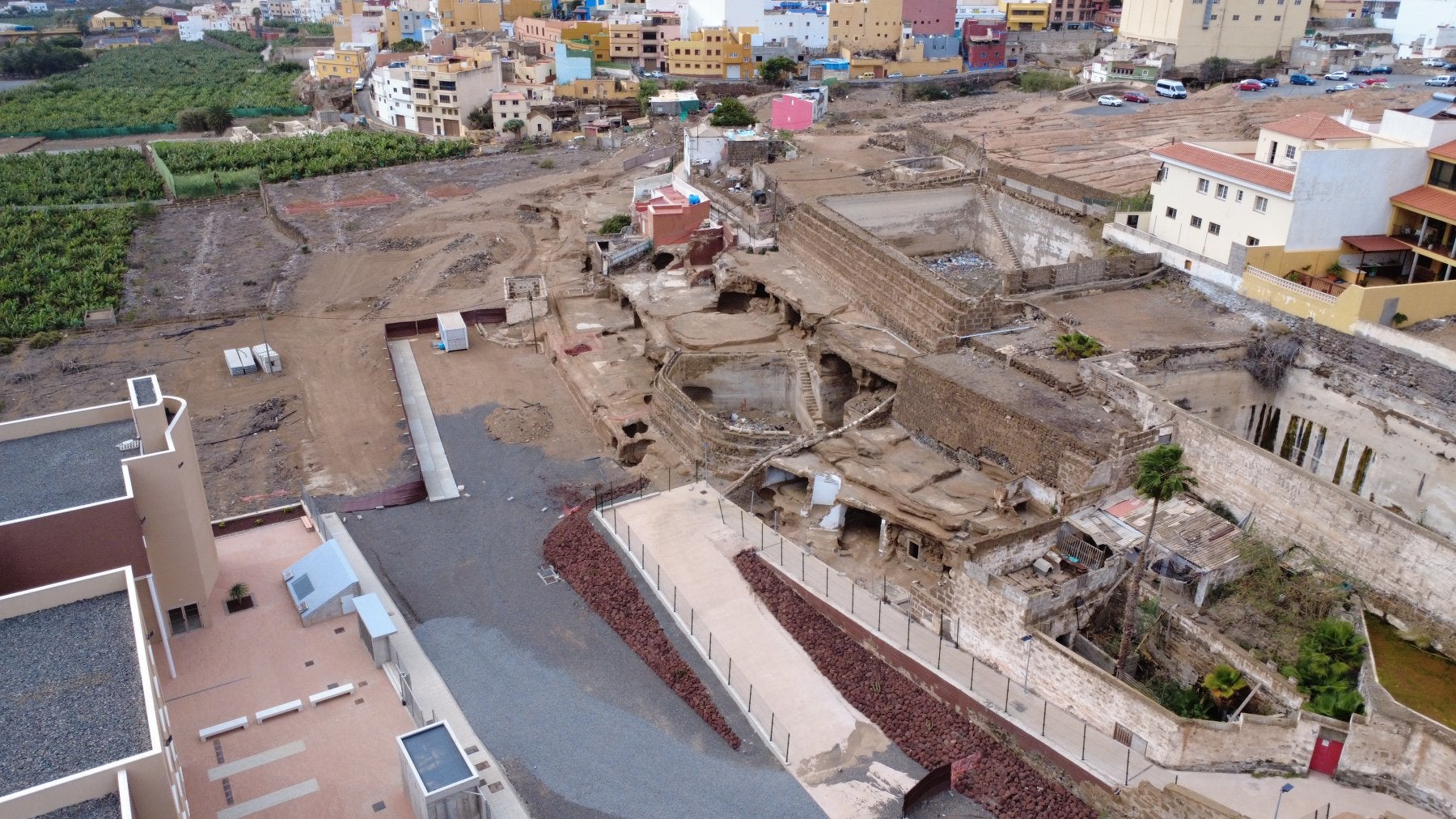 Vista de las cuevas halladas, muy próximas al IES Agáldar.