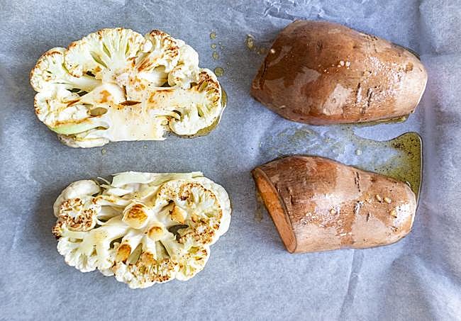Coliflor y batata al horno