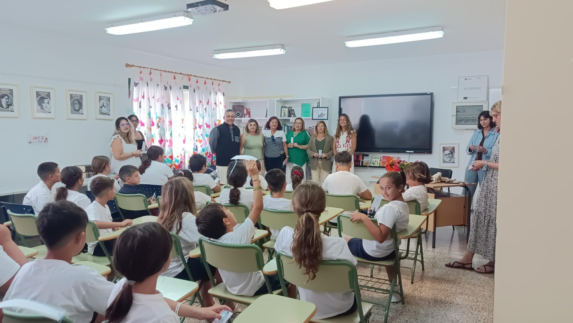 Imagen del acto de presentación este martes en el centro escolar Ignacio Aldecoa.