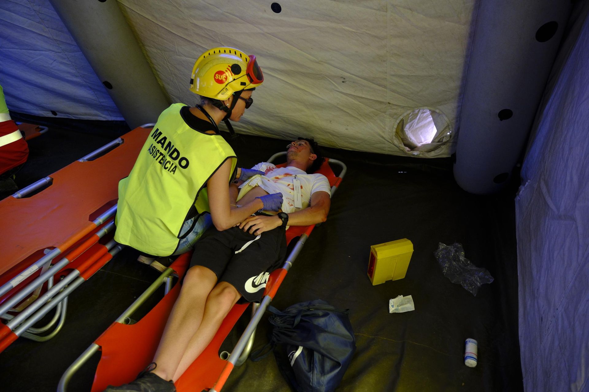 Mogán vive el simulacro de dos accidentes aéreos