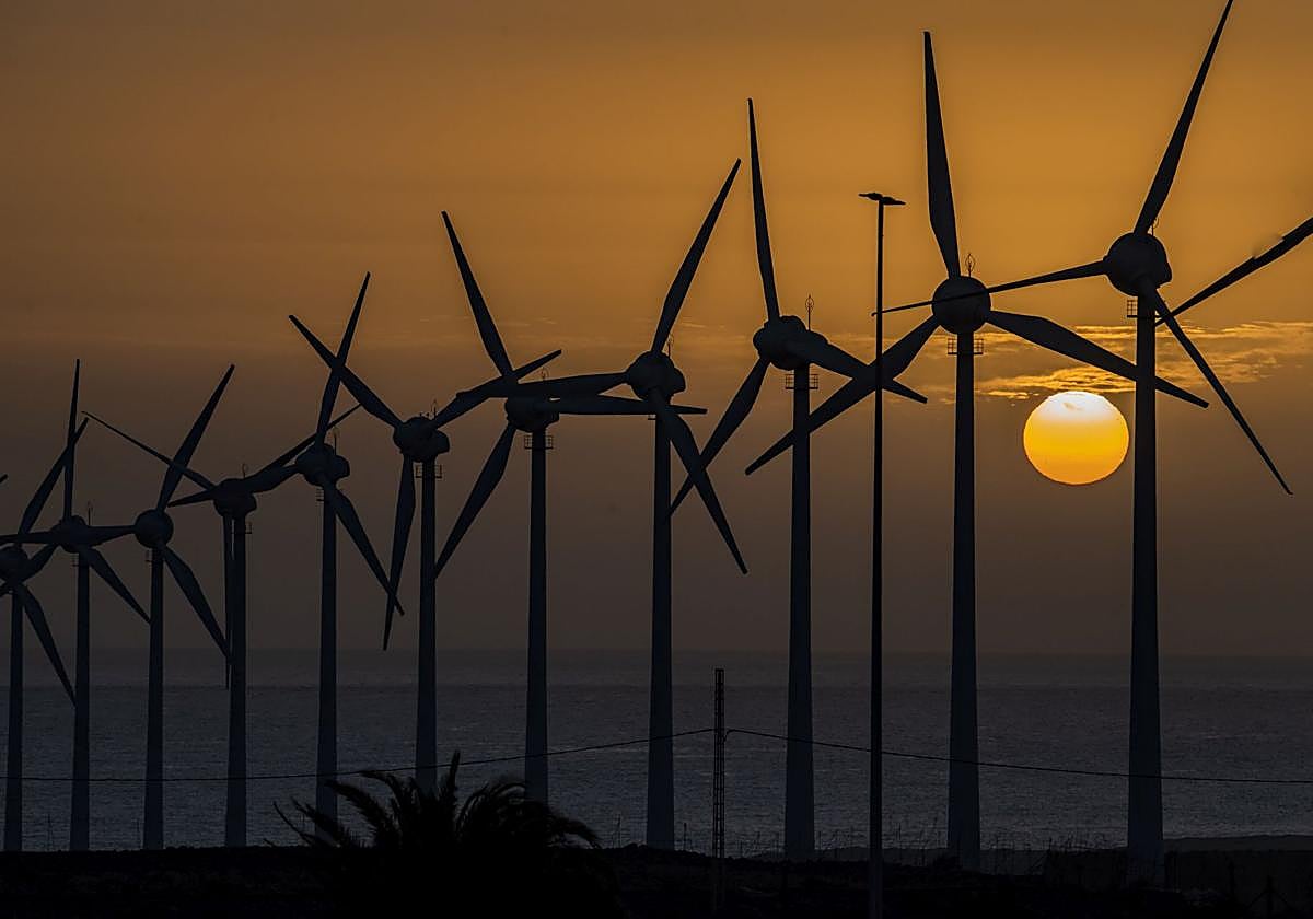 Molinos eólicos en Arinaga.