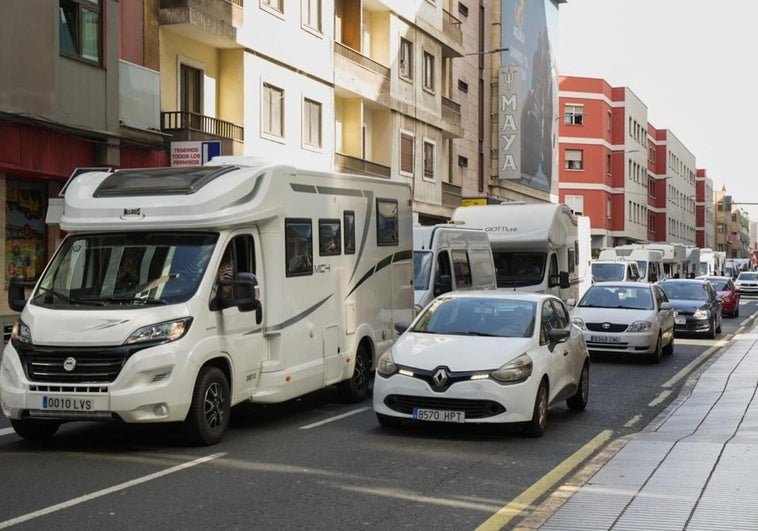 Protesta de autocaravanas en Gran Canaria.