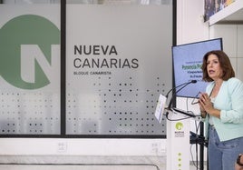 La vicepresidenta de Nueva Canarias, Carmen Hernández, este lunes en rueda de prensa.