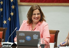 La presidenta de la Autoridad Portuaria de Las Palmas, Beatriz Calzada, en el Parlamento de Canarias.