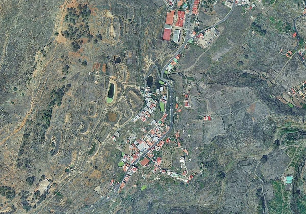 Imagen aérea de Santidad Baja, barrio afectado por el corte del suministro de agua.