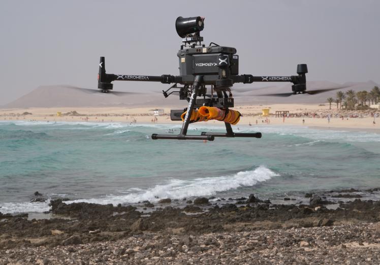 El dron se probó en las Grandes Playas de Corralejo.