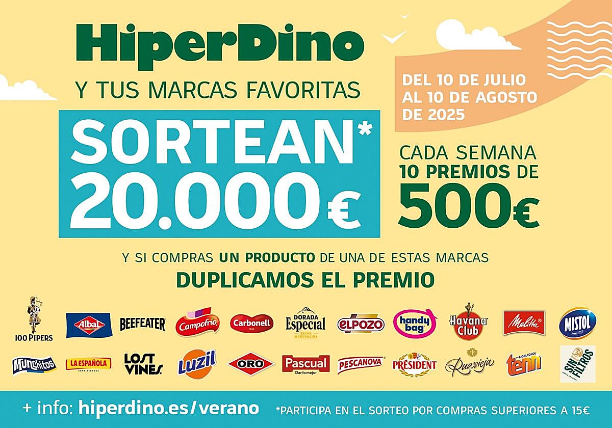 HiperDino celebra el verano con un sorteo que puede repartir hasta 40.000 € en premios