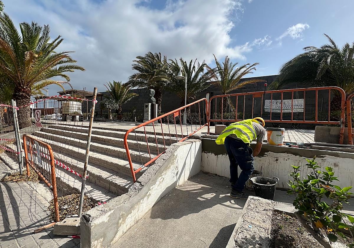 Obras en la plaza León y Castillo de Agaete