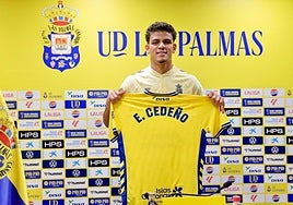 Presentación de Edward Cedeño como nuevo jugador de la UD Las Palmas.