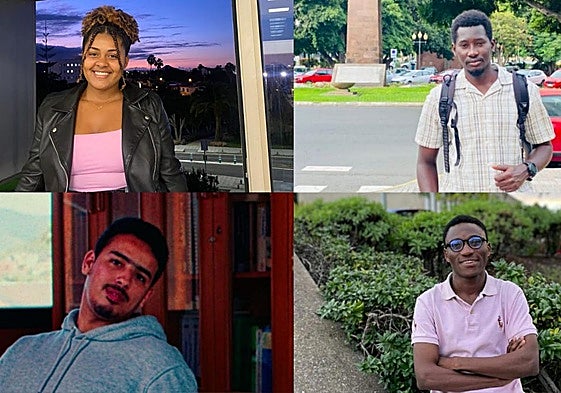 Hisaneth Dos Santos (arriba izquierda); Harouna Sall (arriba derecha); Mohamed Taleb (abajo izquierda) y Abel Pakapoh.