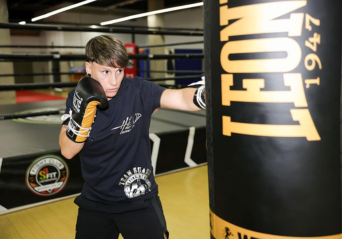 Davinia Pérez, en uno de sus entrenamientos preparatorios.