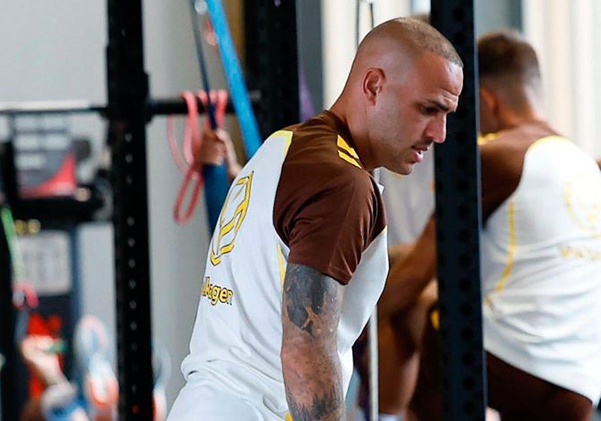 Sandro Ramírez, días atrás en un ejercicio durante la presente pretemporada.