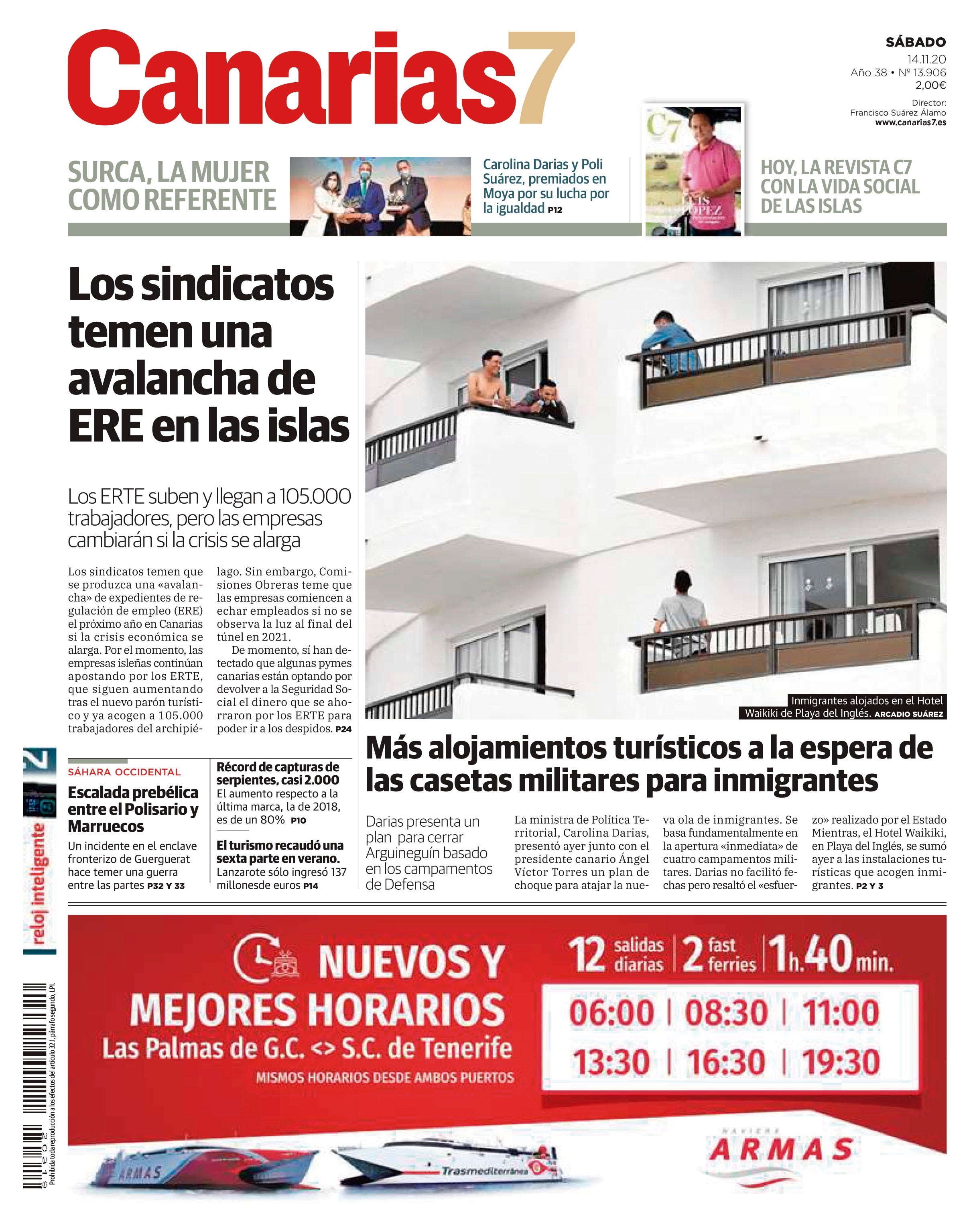 Las portadas que señalaron el campamento de Arguineguín