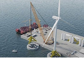 Recreación del montaje en puerto del prototipo Wheel para su traslado por vía marítima.