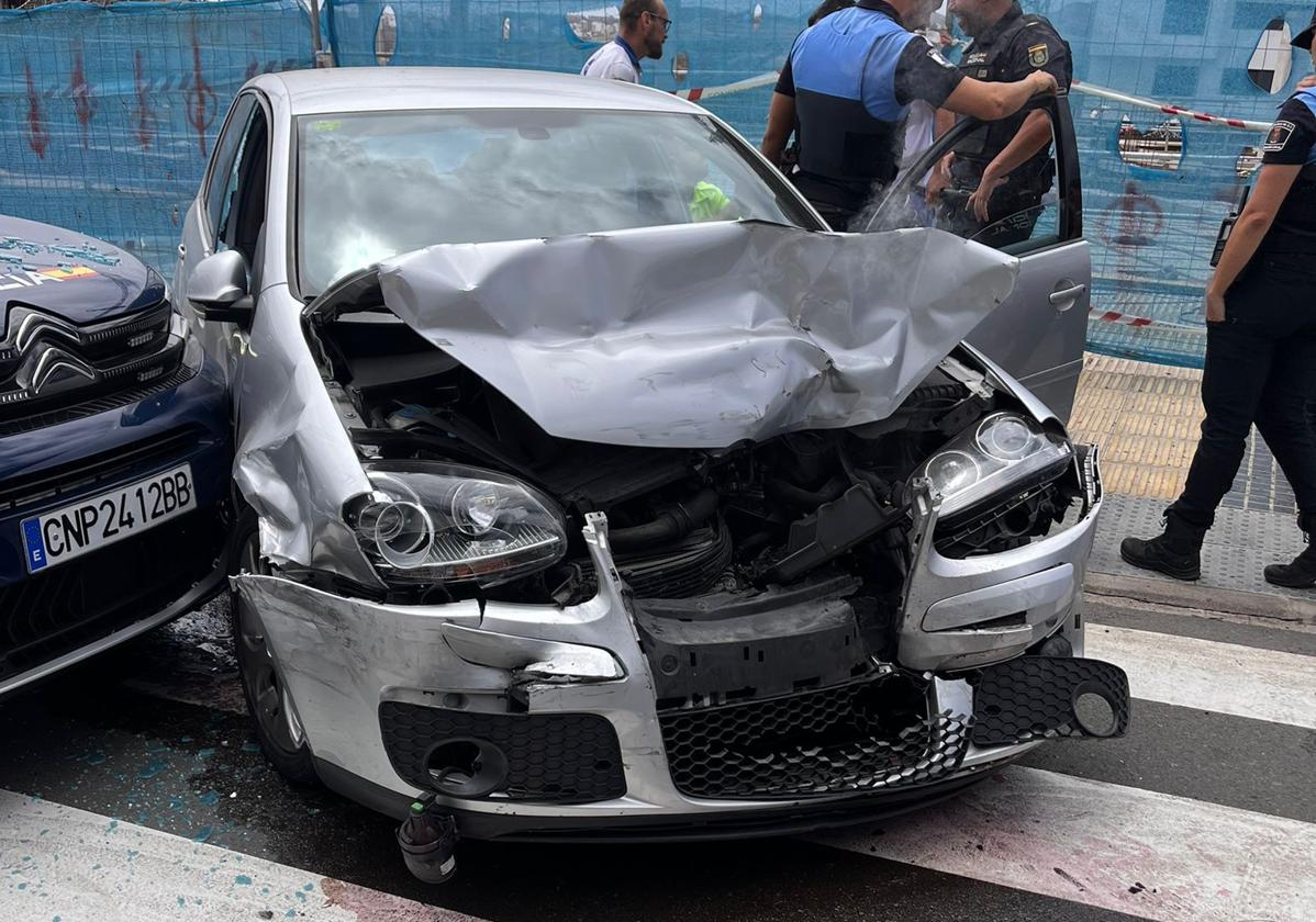 Imagen del vehículo sustraído tras el accidente