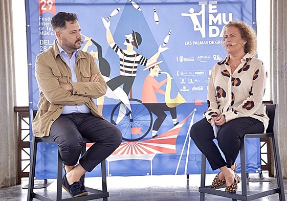 Josué Íñiguez y Marisol García, este viernes, durante la presentación del Temudas.
