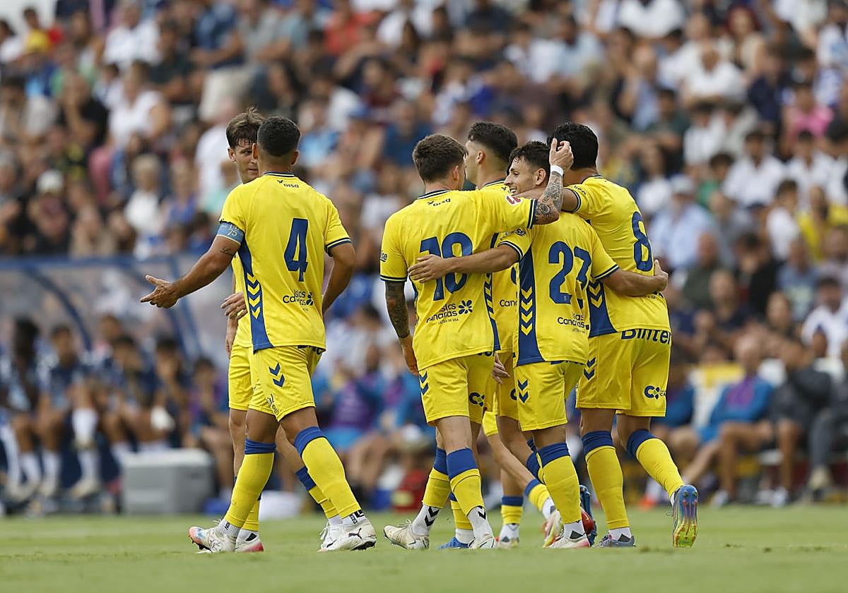 La UD celebra el gol de Iván Gil en Tenerife.