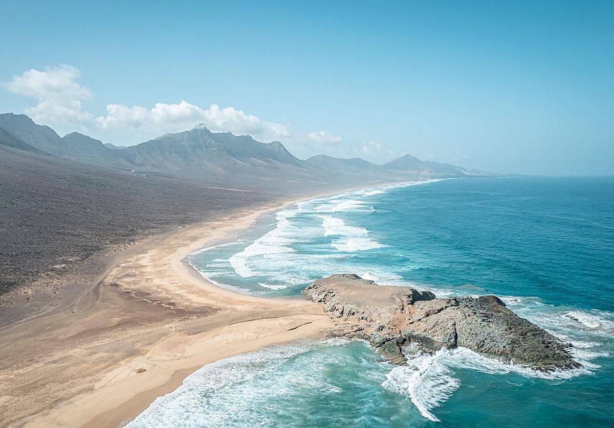 Vista aérea de la playa de Cofete