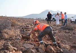 Operarios en la acción entre Agua de Bueyes y Tiscamanita.