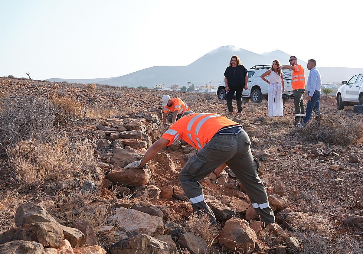 Operarios en la acción entre Agua de Bueyes y Tiscamanita.