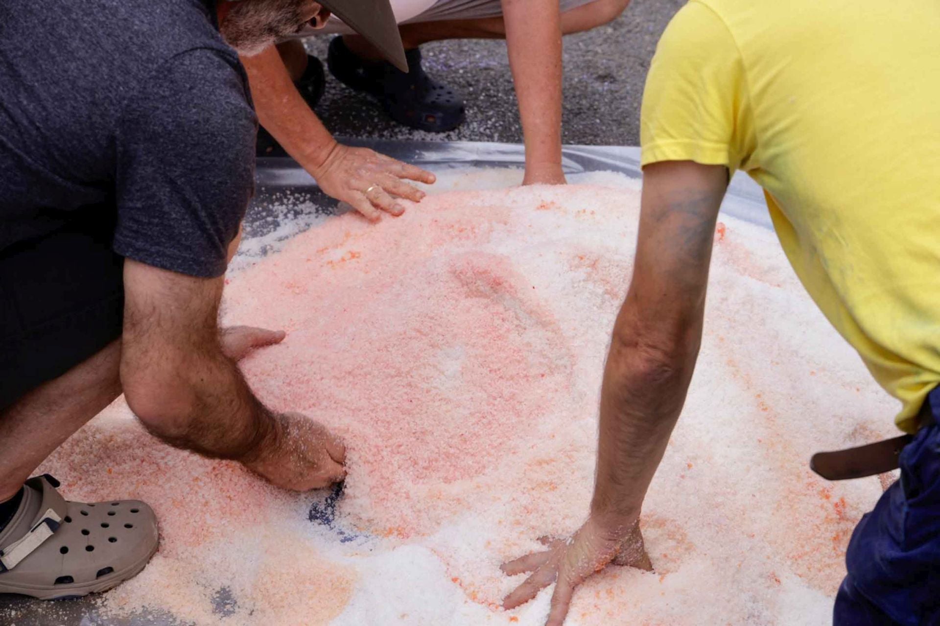 Alfombras para celebrar las fiestas de San Pío X en La Isleta