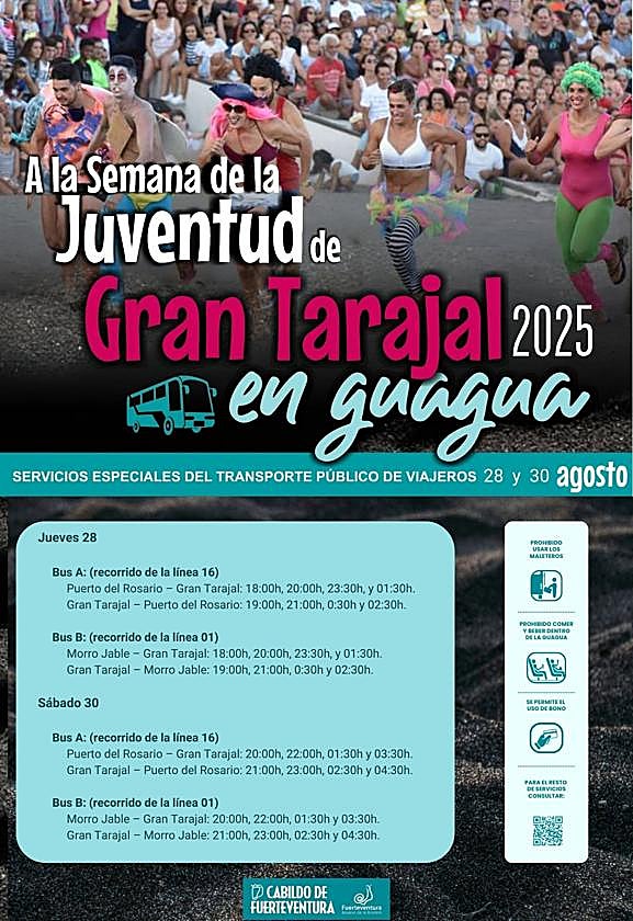 Cartel con horarios.