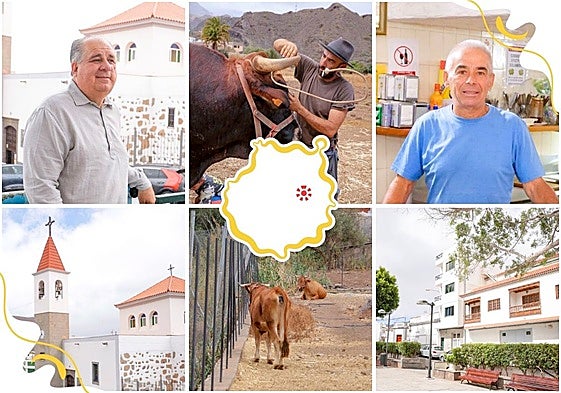 Esteban Suárez, junto a su hijo Pablo y 'Marinero', la estrella de su ganado.