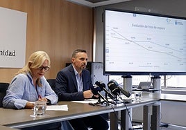 La consejera de Sanidad, Esther Monzón, en la presentación de los datos de las listas de espera.