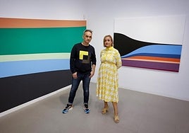 Pablo San José y Cynthia Viera, en 2023 en una muestra en la Fundación Canaria para el Desarrollo de la Pintura.