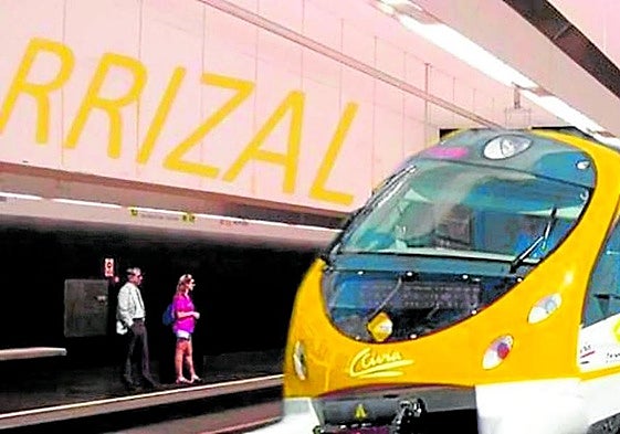 Recreación del tren pasando por Carrizal.