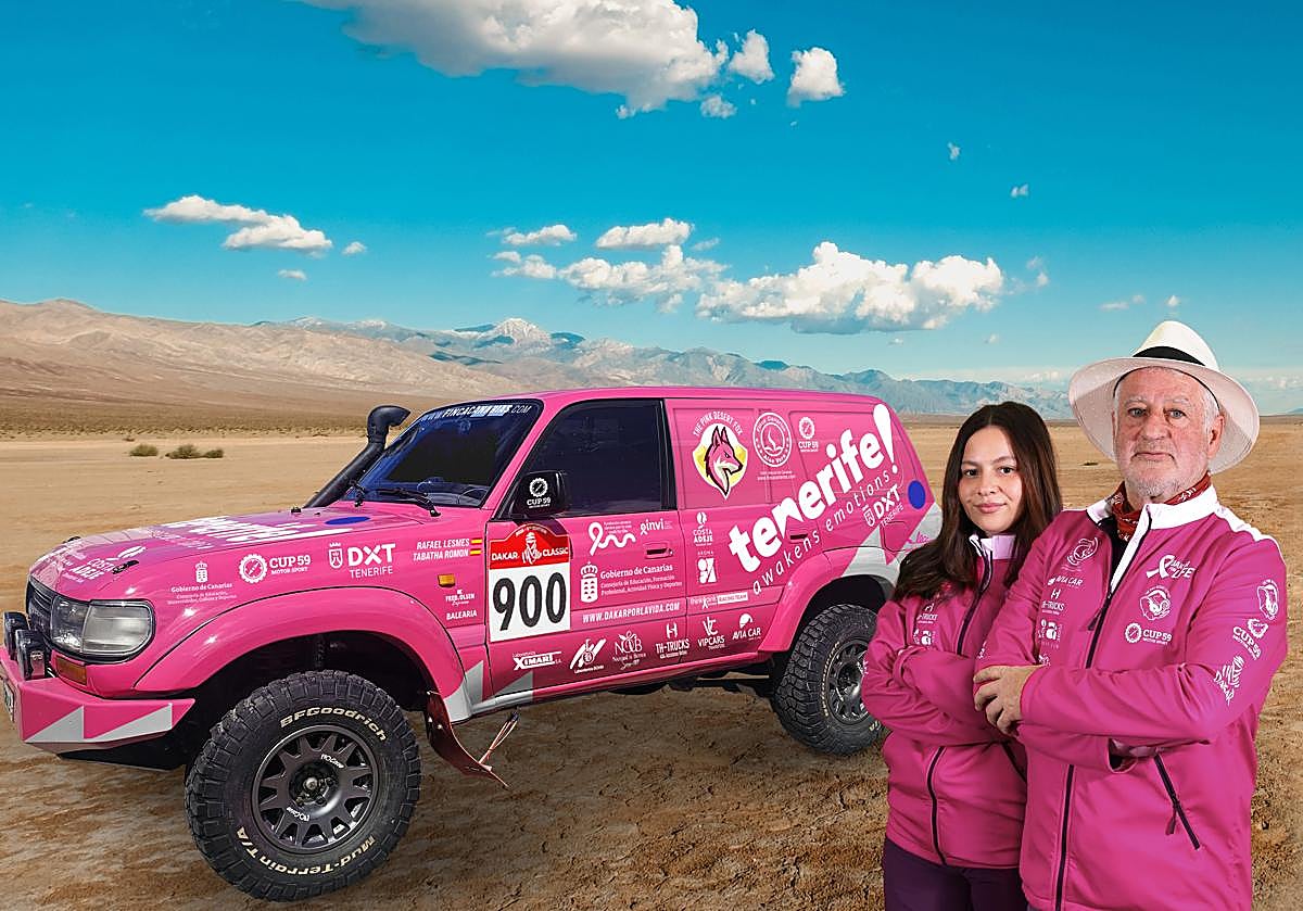 Rafa Lesmes y Tabatha Romon, junto con el Zorro Rosa, con el que van a competir en Marruecos.