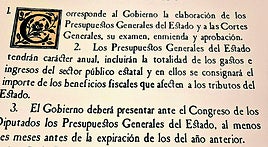 Imagen del artículo 134 de la Constitución Española.