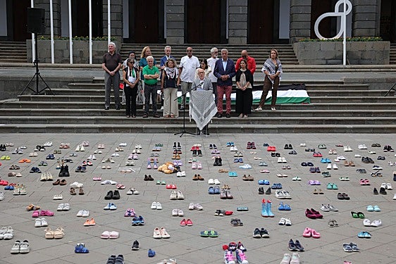 Imagen de la manifestación de este lunes organizada por Canarias por Palestina.