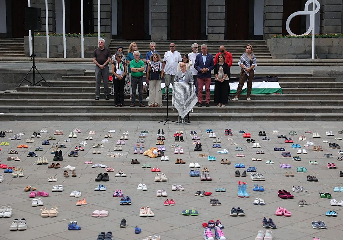 Imagen de la manifestación de este lunes organizada por Canarias por Palestina.