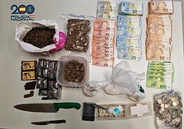 Imagen de todo lo incautado a la organización dedicada al tráfico de drogas.