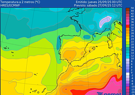 Mapa de temperatura con la predicción del resto de la semana.