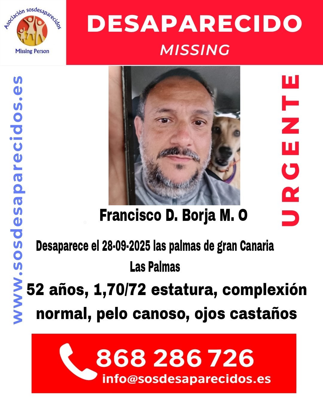 Activan una alerta de búsqueda para Francisco D. Borja M.O , desaparecido en Las Palmas de Gran Canaria