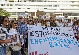 Manifestación de familiares de personas con enfermedades raras en la capital grancanaria del pasado diciembre.