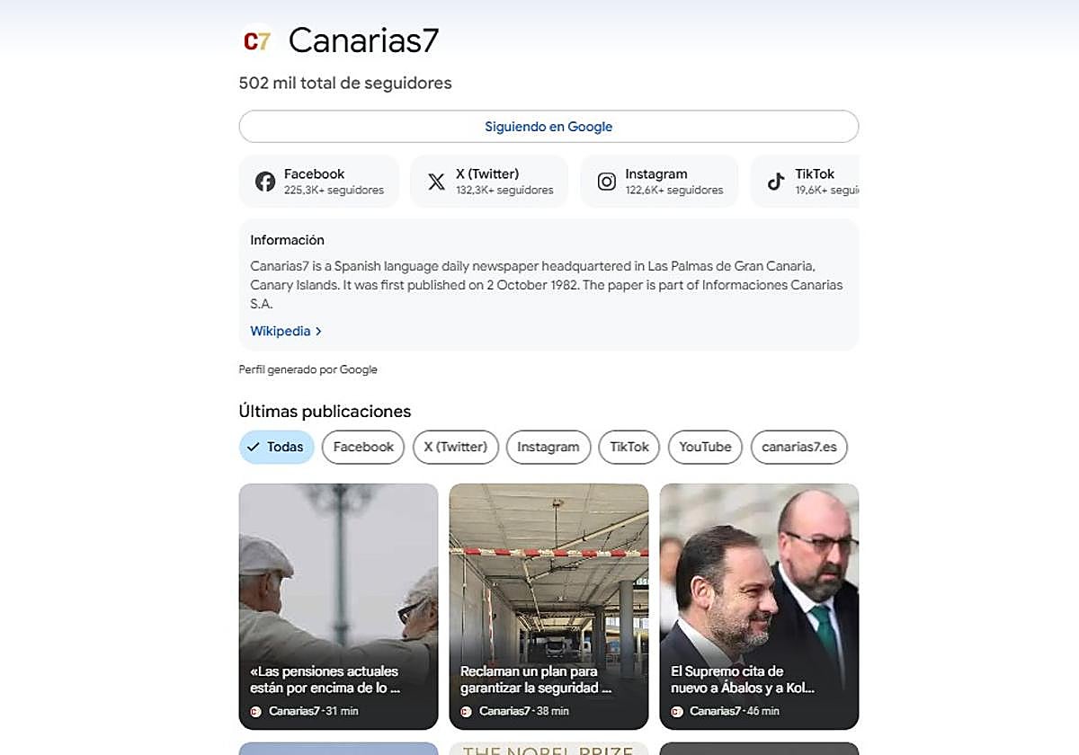 CANARIAS7 en Google Discover.