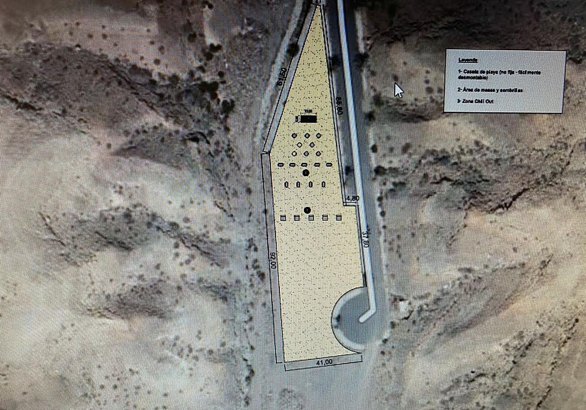 Plano que recoge la superficie de la concesión solicitada y su disposición en el barranco.