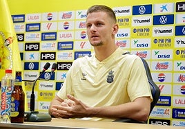 Imagen de Horkas en la rueda de prensa previa al partido frente al Eibar.